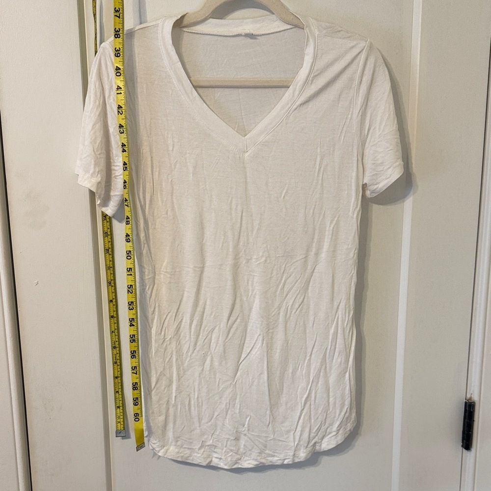 Classic White V-Neck Women's Top
